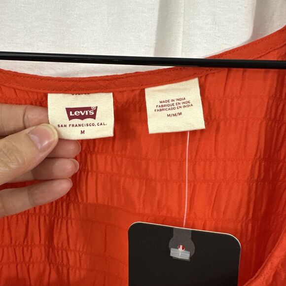 Levis Embry Tie Front Orange Top Womens Size M Boho Fall Lightweight Festival - Picture 3 of 10